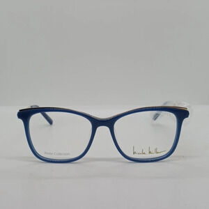 NWT WOMEN'S NICOLE MILLER PETITE EYEGLASS FRAMES NMP81703 BLUE LIGHT GOLD